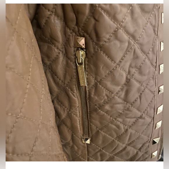 Michael Kors Quilted Leather Jacket with Stud Detail - Picture 10 of 17